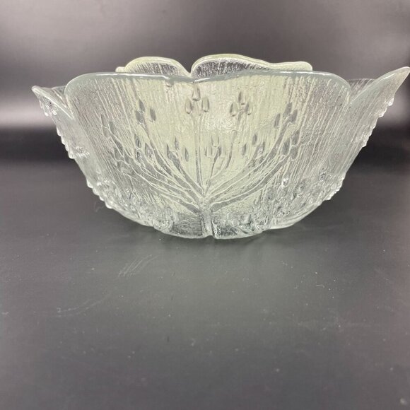 Lasisepat Mantsala Finland Cow Parsley Glass Serving Bowl & 3 Matching Dishes Se - Picture 2 of 7